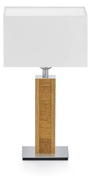 Lampada da tavolo HerzBlut Karl K, angolare, legno, bianco, 44 cm, E27