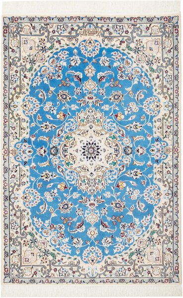 Tappeto Nain 6la Persia Medaglione Azzurro Crema 82x127 Cm