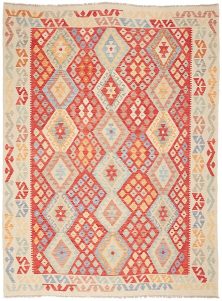 Tappeto Kilim Afghanistan Geometrico Rosso Azzurro 183x245 Cm