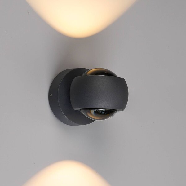 LCD Applique da esterni a LED 5170, dimmerabile, Nero, Alluminio, Moderno, Applique LED da esterni