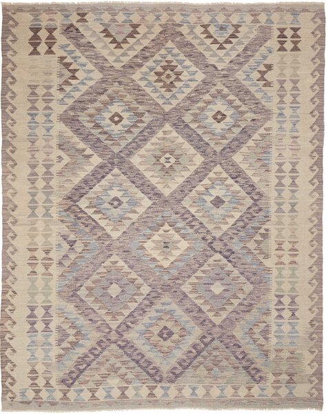 Tappeto Kilim Afghanistan Geometrico Beige Lilla 186x239 Cm