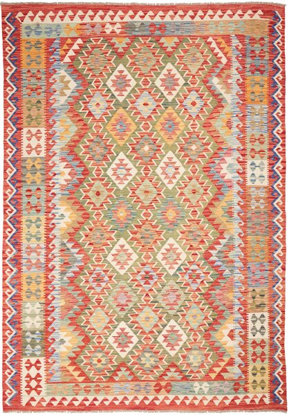 Tappeto Kilim Afghanistan Geometrico Multicolore Vivace 200x289 Cm