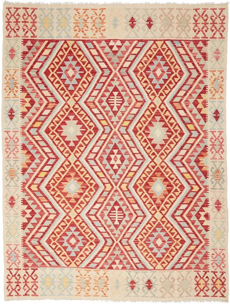 Tappeto Kilim Afghanistan Geometrico Rosso Azzurro 182x242 Cm