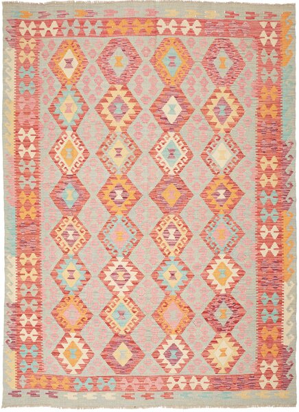 Tappeto Kilim Afghanistan Geometrico Azzurro Rosa 177x246 Cm