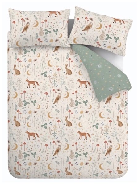 Biancheria da letto estesa verde-beige per letto matrimoniale 230x220 cm Enchanted Twilight - Catherine Lansfield