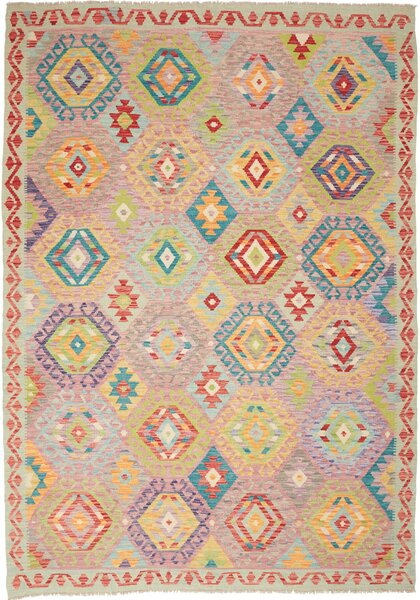 Tappeto Kilim Afghanistan Geometrico Vivace Multicolore 173x247 Cm