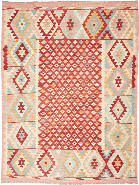 Tappeto Kilim Afghanistan Astratto Rosso Azzurro 180x244 Cm