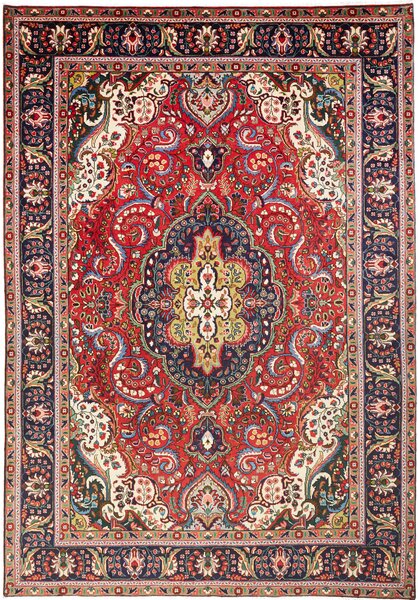 Tappeto Tabriz Persia Medaglione Rosso Blu 200x295 Cm