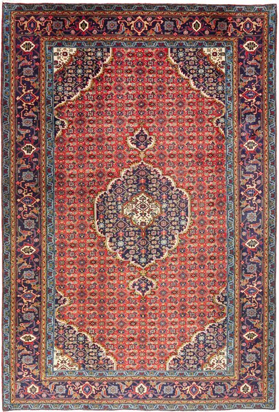 Tappeto Ardabil Persia Medaglione Rosso Blu 200x303 Cm