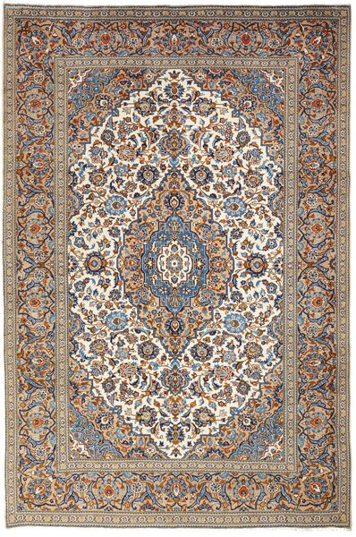 Tappeto Kashan Persia Medaglione Avorio Blu 202x303 Cm