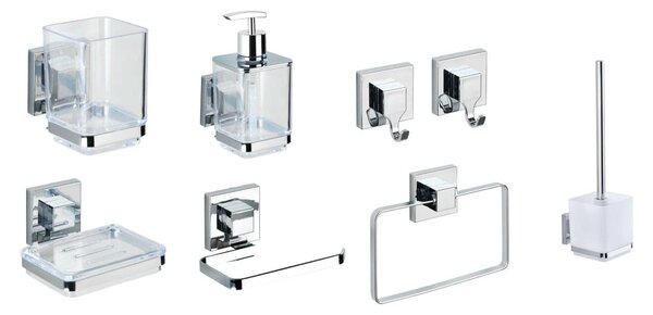 Set di accessori da bagno autoportanti color argento in plastica lucido Quadro - Wenko