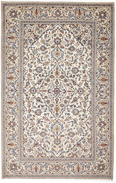 Tappeto Kashan Persia Medaglione Crema Blu 196x310 Cm