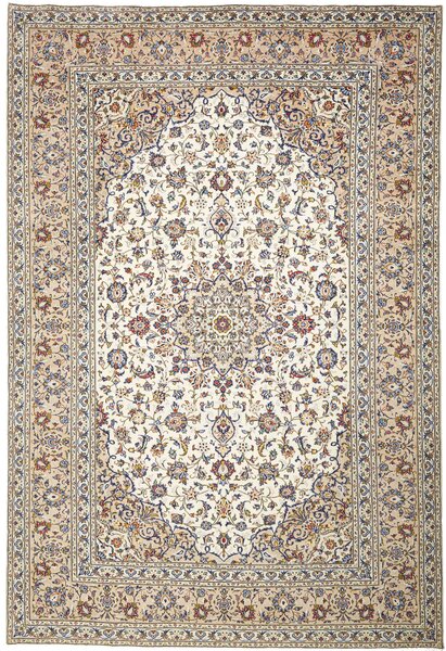Tappeto Kashan Persia Medaglione Avorio Blu 202x322 Cm