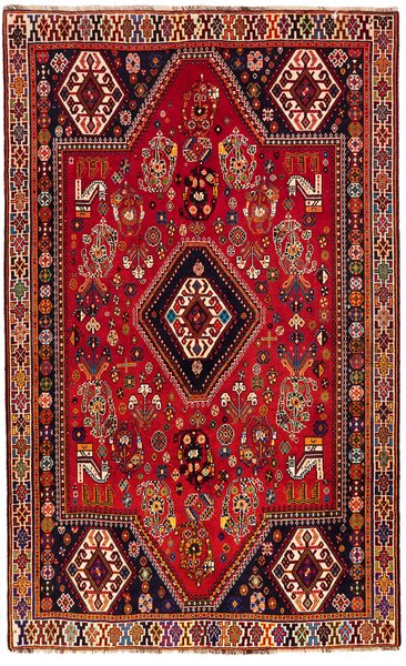Tappeto Shiraz Persia Geometrico Rosso Blu Scuro 170x278 Cm