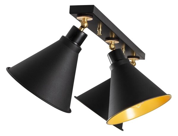 Plafoniera nera/dorata con paralume in metallo ø 20 cm Tramino – Opviq lights