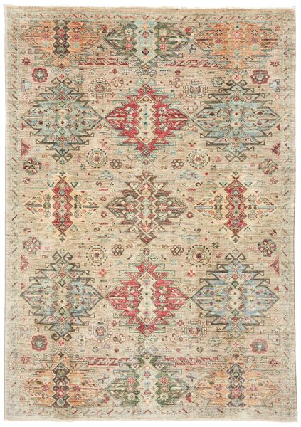 Tappeto Tribal Pakistan Geometrico Beige Policromo 145x207 Cm