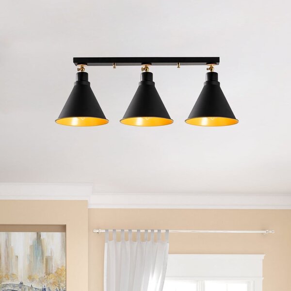 Plafoniera nera/dorata con paralume in metallo ø 20 cm Tramino – Opviq lights