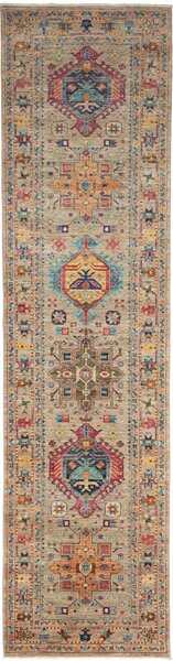 Tappeto Tribal Pakistan Geometrico Beige Policromo 78x304 Cm