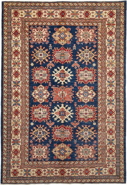 Tappeto Kazak Fine Pakistan Astratto Blu Rosso 172x247 Cm