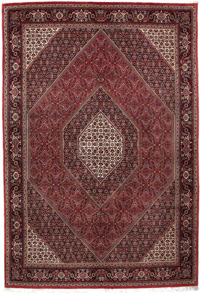 Tappeto Bidjar Con Seta Persia Medaglione Rosso Nero 168x246 Cm