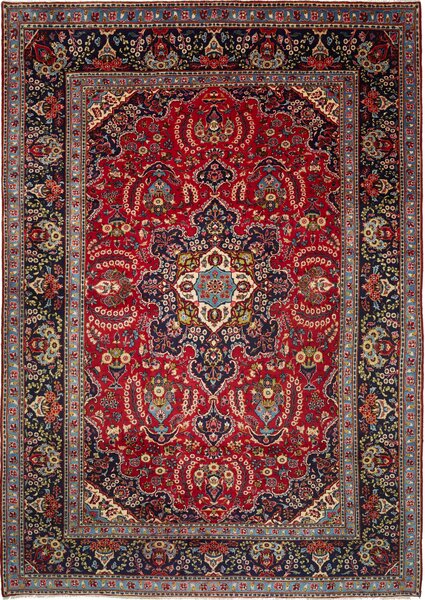 Tappeto Ardakan Persia Medaglione Rosso Blu 255x362 Cm