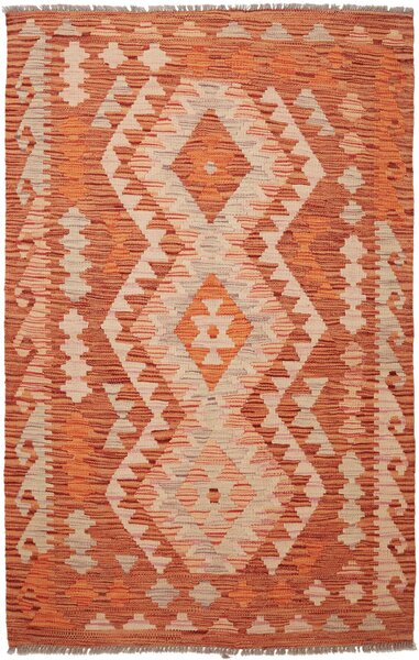 Tappeto Kilim Afghanistan Geometrico Arancio Crema 97x156 Cm