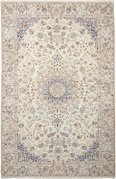 Tappeto Nain 9la Persia Medaglione Crema Blu 154x242 Cm
