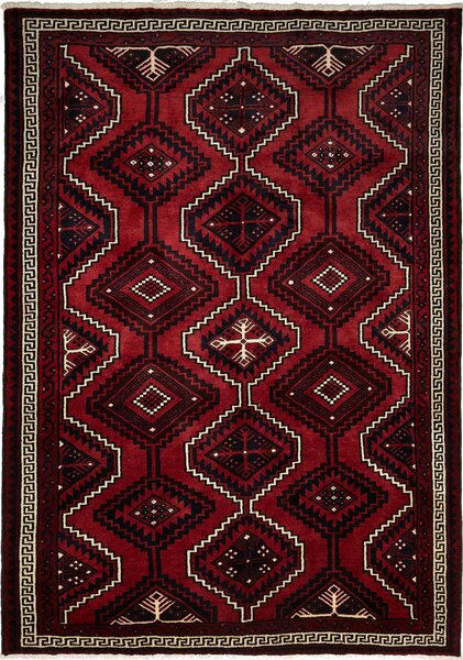 Tappeto Lori Persia Geometrico Rosso Bordeaux Blu 223x307 Cm