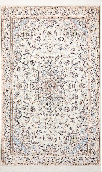 Tappeto Nain 9la Persia Medaglione Crema Azzurro 132x208 Cm