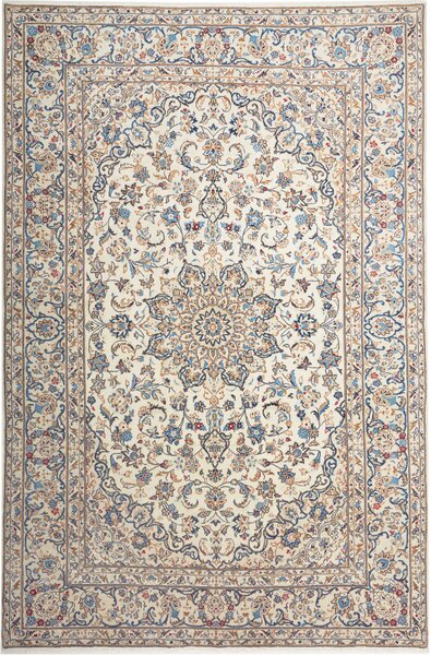 Tappeto Kashan Persia Medaglione Avorio Blu 197x295 Cm
