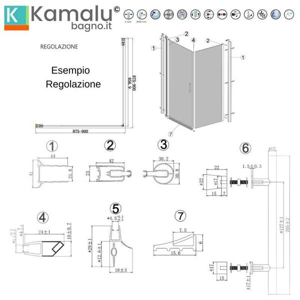 Kamalu box doccia 80x80 battente vetro satinato altezza 200h | ks2800fao