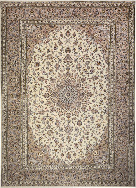 Tappeto Kashan Persia Medaglione Crema Beige 245x340 Cm