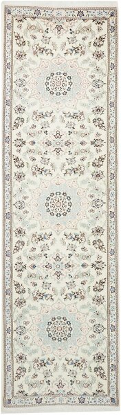 Tappeto Nain 9la Persia Astratto Crema Azzurro 80x286 Cm