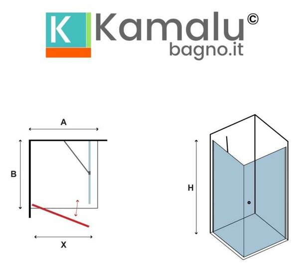 Kamalu box doccia 80x80 battente vetro satinato altezza 200h | ks2800fao