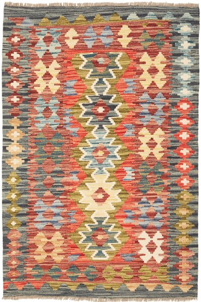Tappeto Kilim Afghanistan Geometrico Terracotta Blu 87x126 Cm