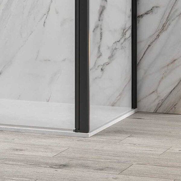 Kamalu box doccia 90x70 nero fisso 90 apertura saloon 70 altezza 200h | ks2800as
