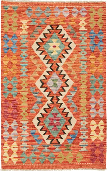 Tappeto Kilim Afghanistan Geometrico Arancio Multicolore 80x128 Cm