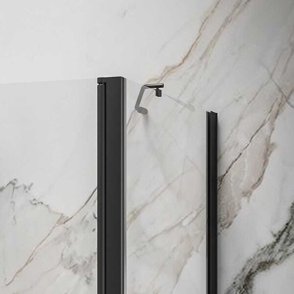 Kamalu box doccia 90x70 nero fisso 90 apertura saloon 70 altezza 200h | ks2800as