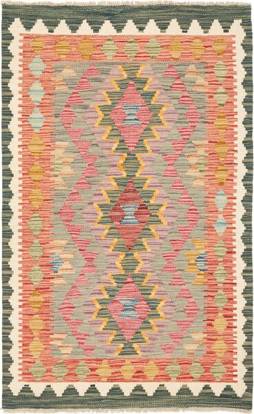 Tappeto Kilim Afghanistan Astratto Multicolore Pastello 83x132 Cm