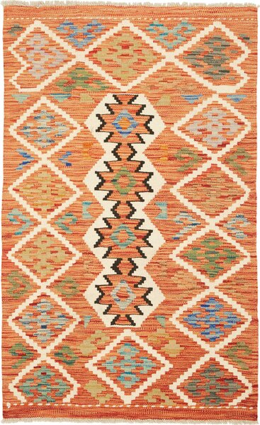 Tappeto Kilim Afghanistan Geometrico Arancio Blu 80x129 Cm