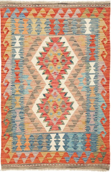 Tappeto Kilim Afghanistan Geometrico Terracotta Blu 84x128 Cm