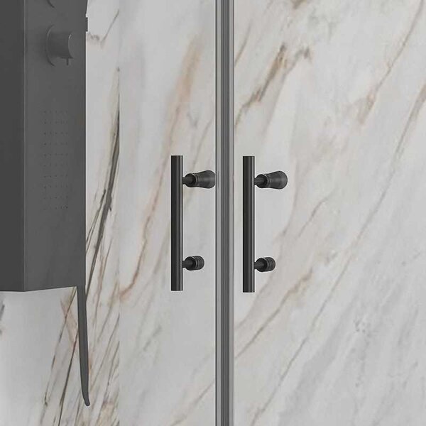 Kamalu box doccia 90x70 nero fisso 90 apertura saloon 70 altezza 200h | ks2800as