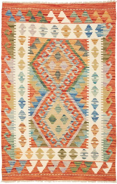 Tappeto Kilim Afghanistan Astratto Terracotta Crema 80x126 Cm