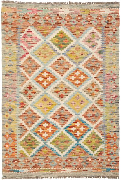 Tappeto Kilim Afghanistan Geometrico Multicolore Pastello 86x130 Cm