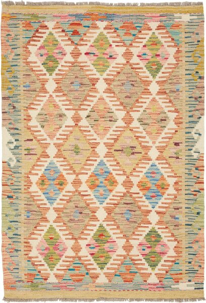 Tappeto Kilim Afghanistan Geometrico Beige Pastello Multicolore 84x120 Cm