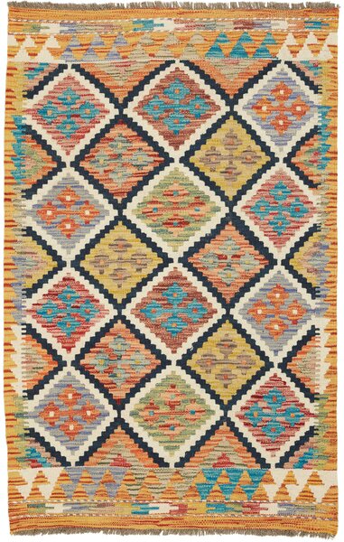 Tappeto Kilim Afghanistan Geometrico Multicolore Vivace 83x128 Cm