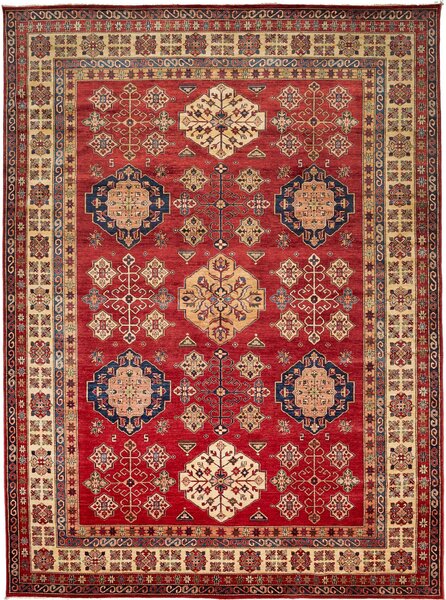 Tappeto Kazak Fine Pakistan Astratto Rosso Beige 293x398 Cm