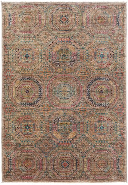 Tappeto Mamlouk Pakistan Geometrico Beige Policromo 124x180 Cm