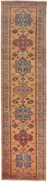 Tappeto Kazak Fine Pakistan Astratto Ocra Blu 78x306 Cm