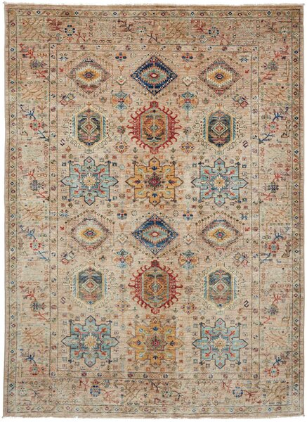 Tappeto Tribal Pakistan Geometrico Beige Policromo 169x235 Cm